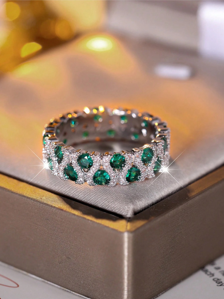 Womens CZ Criss Cross Eternity Band Ring Silver Tone Promise Wedding Jewelry