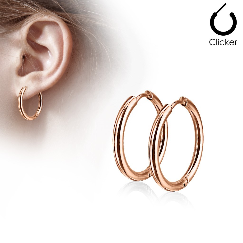 Stainless Steel Plain Endless Hoop Earrings Black-Blue-Silver-Rose Gold Plated
