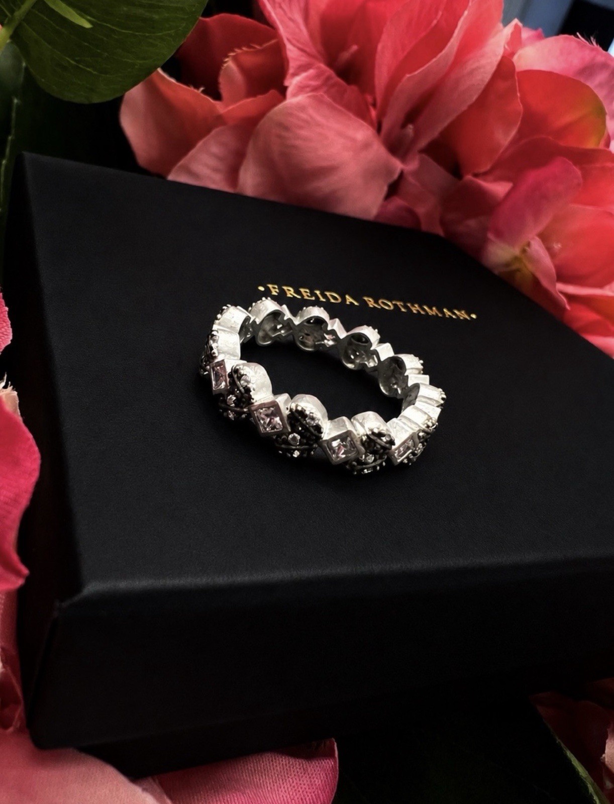 Freida Rothman FR 925 Sterling Silver Black Rhodium Matte FinishStacking Ring 8