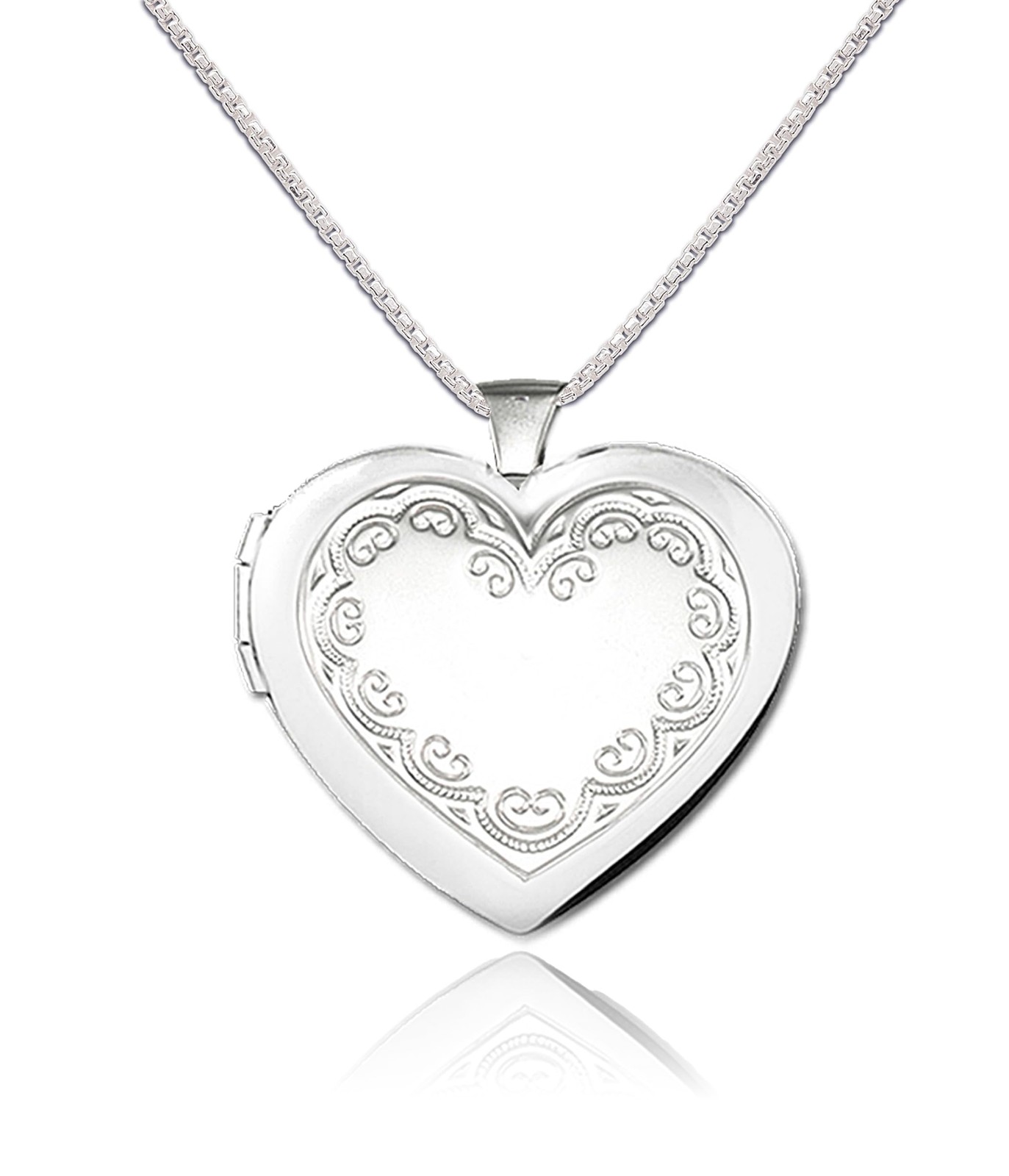 Heart Locket Necklace 16-18 Inch, .925 Sterling Silver