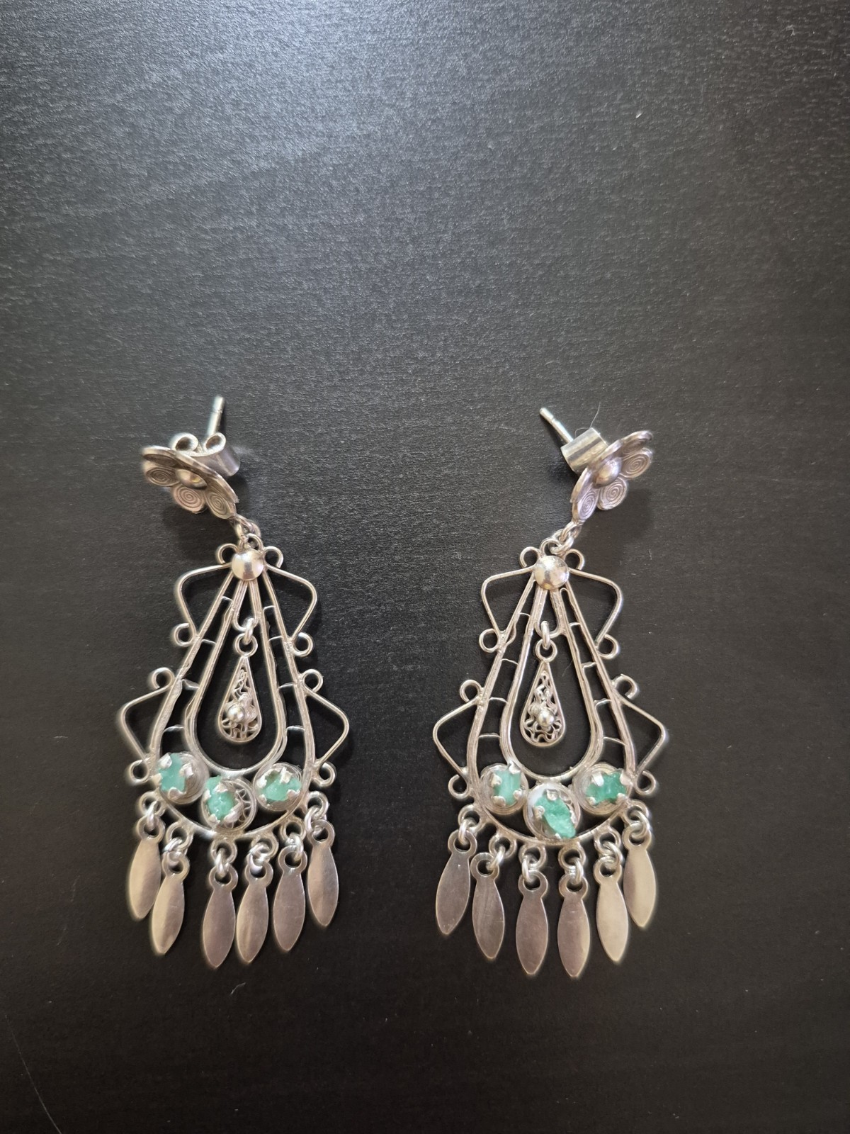 Handmade Antique Silver Filigree Earrings- Vintage Colombian Craftsmanship