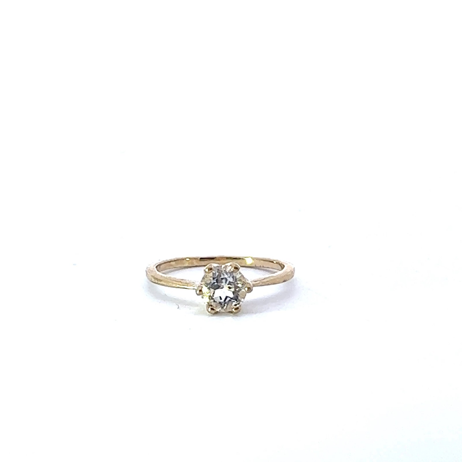 Sterling Silver Gold Tone 5.8mm Lab Created Aquamarine -0.80ct Solitaire Ring