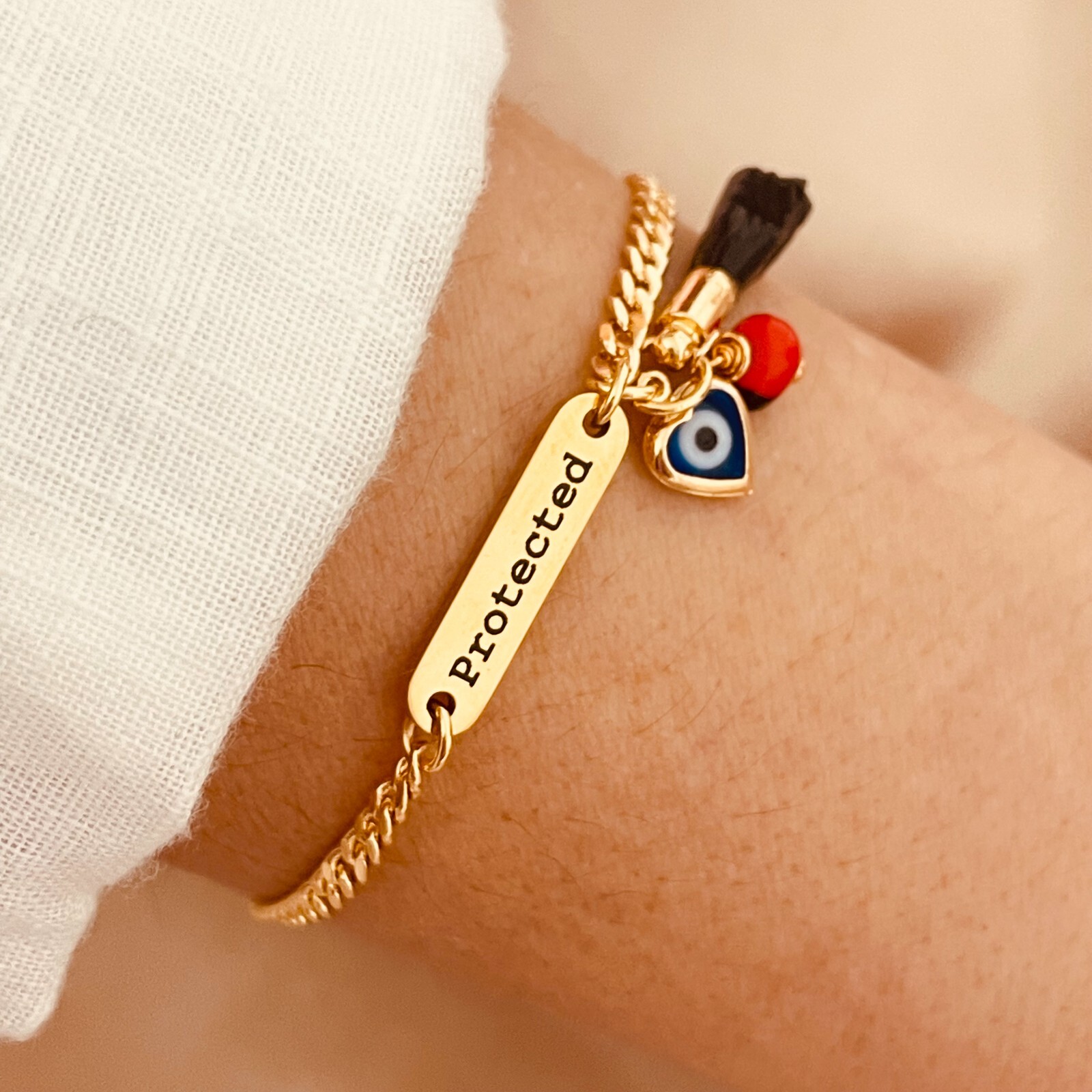 Azabache Bracelet, Evil Eye Bracelet, Natural Jet Hand, Personalized Bracelet