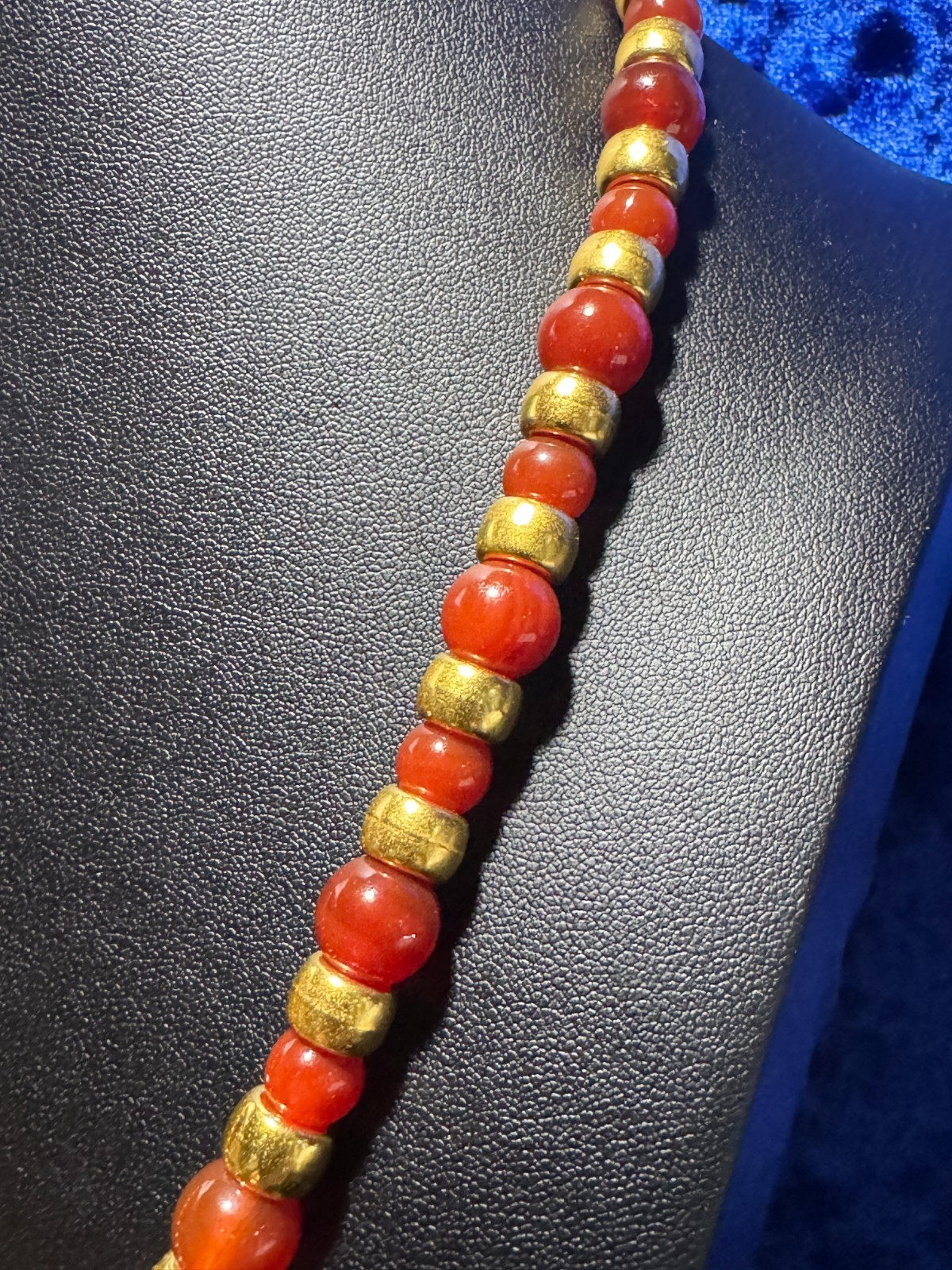 Red Natural Agate Gemstone 10 Mm & 8 Mm R Tennis Necklace Gold Plated Chain 22″