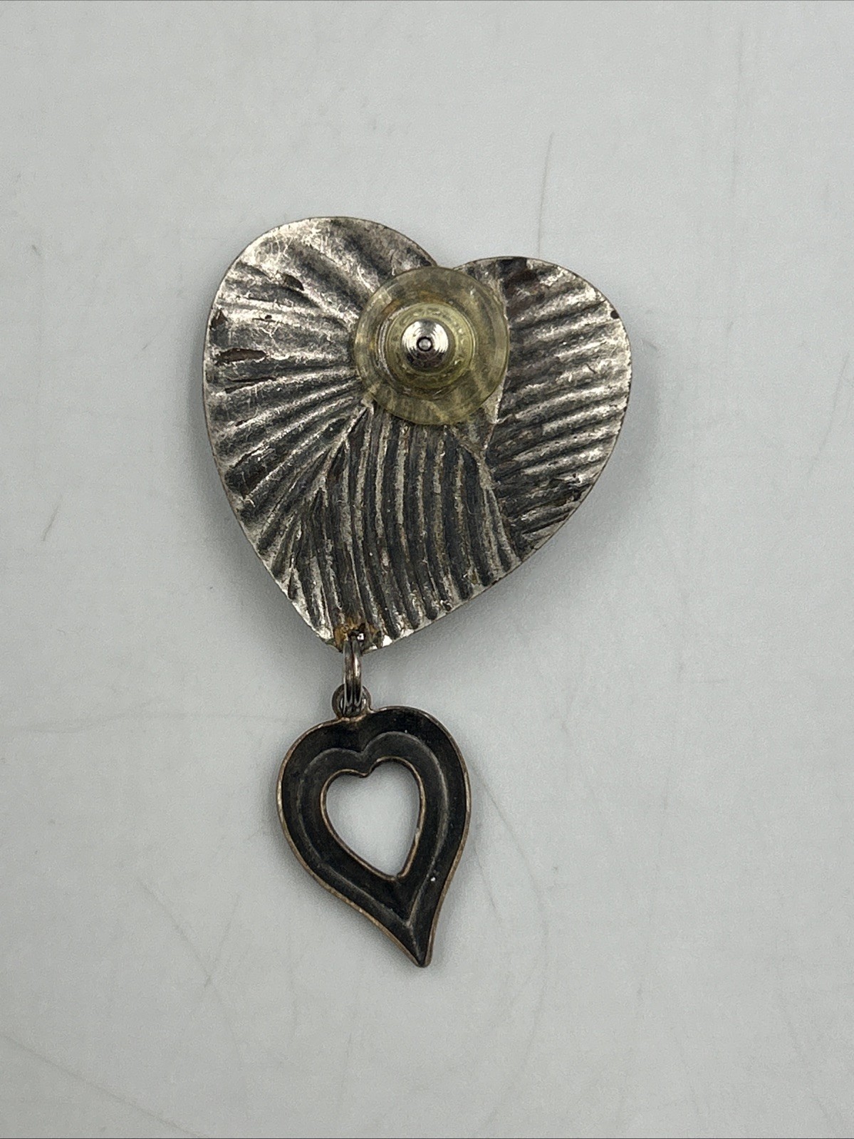 Silver-Tone Angel Heart Earrings Women’s Dangle Drop 3D