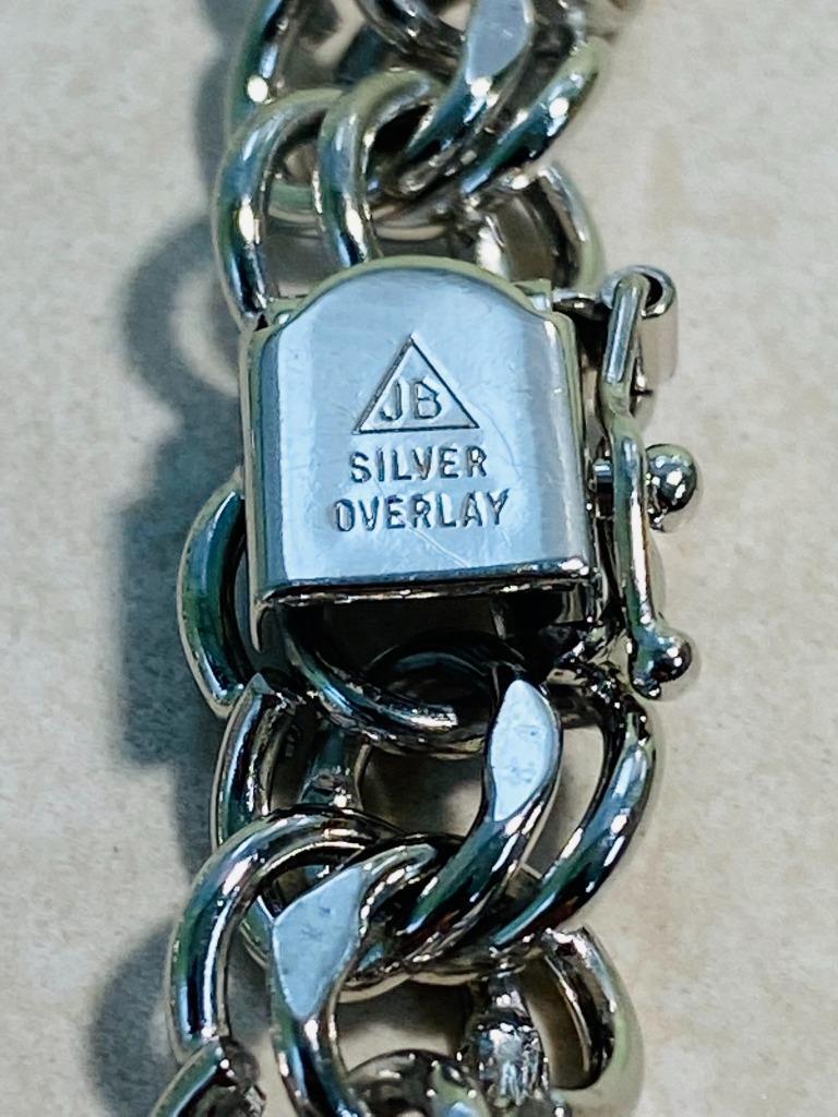 JB PAT 3308517 Silver Plated Double Curb Link Bracelet 8″ ~ 20.1g ~ 9-H1548