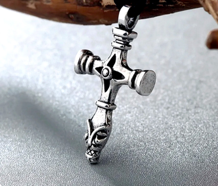 VIKING CROSS CELTIC NORDIC WARRIOR Pendant 20″ 925 Sterling Silver Necklace Men