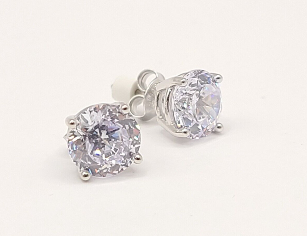 QVC Diamonique Epiphany Platinum Coated 100-Facet 5/16″ Ladies Stud Earrings