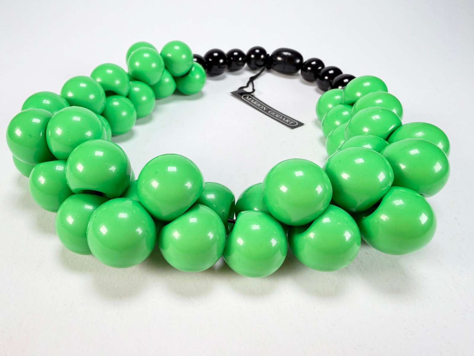 Marion Godart – Grapes “Poignée” Bright Green Large Cluster Resin Necklace