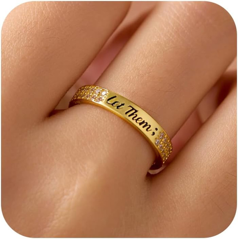 925 Sterling Silver Let Them Ring for Women Men Friendship Rings Self Worth Moti