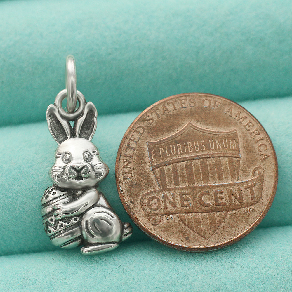 Easter Rabbit Pendant Charm 925 Sterling Silver Easter Egg Fit Necklace Bracelet