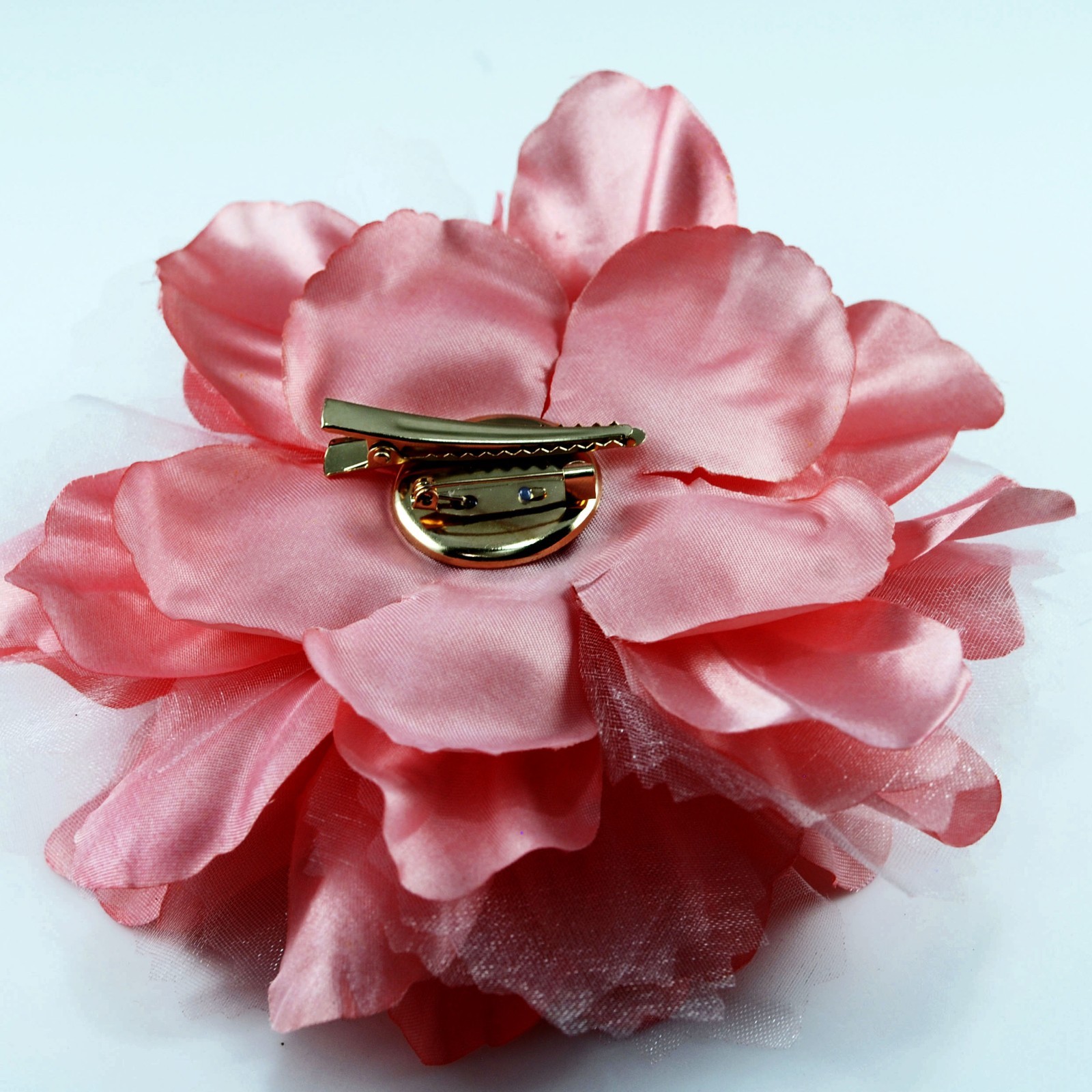 Fabric Flower Brooch -Salmon Color