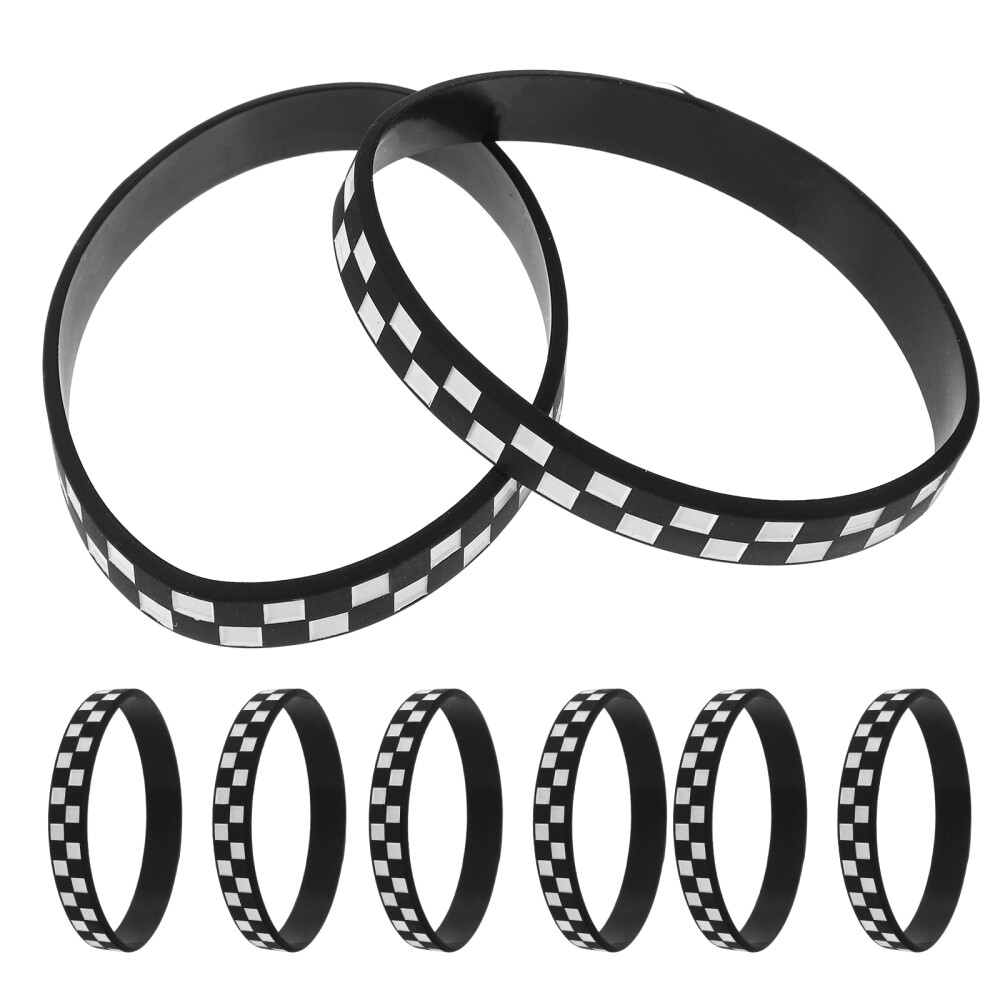 12PCS Silicone Checkered Wristbands Bracelets for Car Party Sports Event