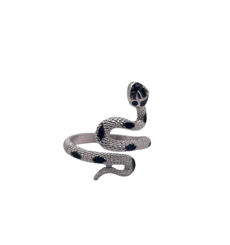 Snake Ring Adjustable Alloy Steel NEW One Size fits All Black & Silver in Color