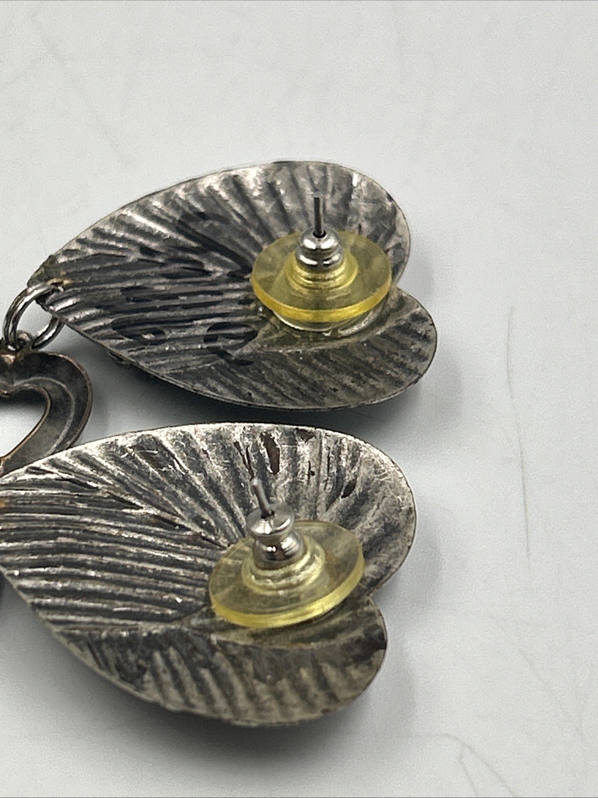 Silver-Tone Angel Heart Earrings Women’s Dangle Drop 3D