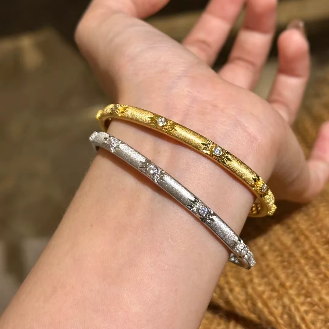 2Pcs Gold & Silver Bangle Bracelets Set Woven Pattern Elegant Jewelry
