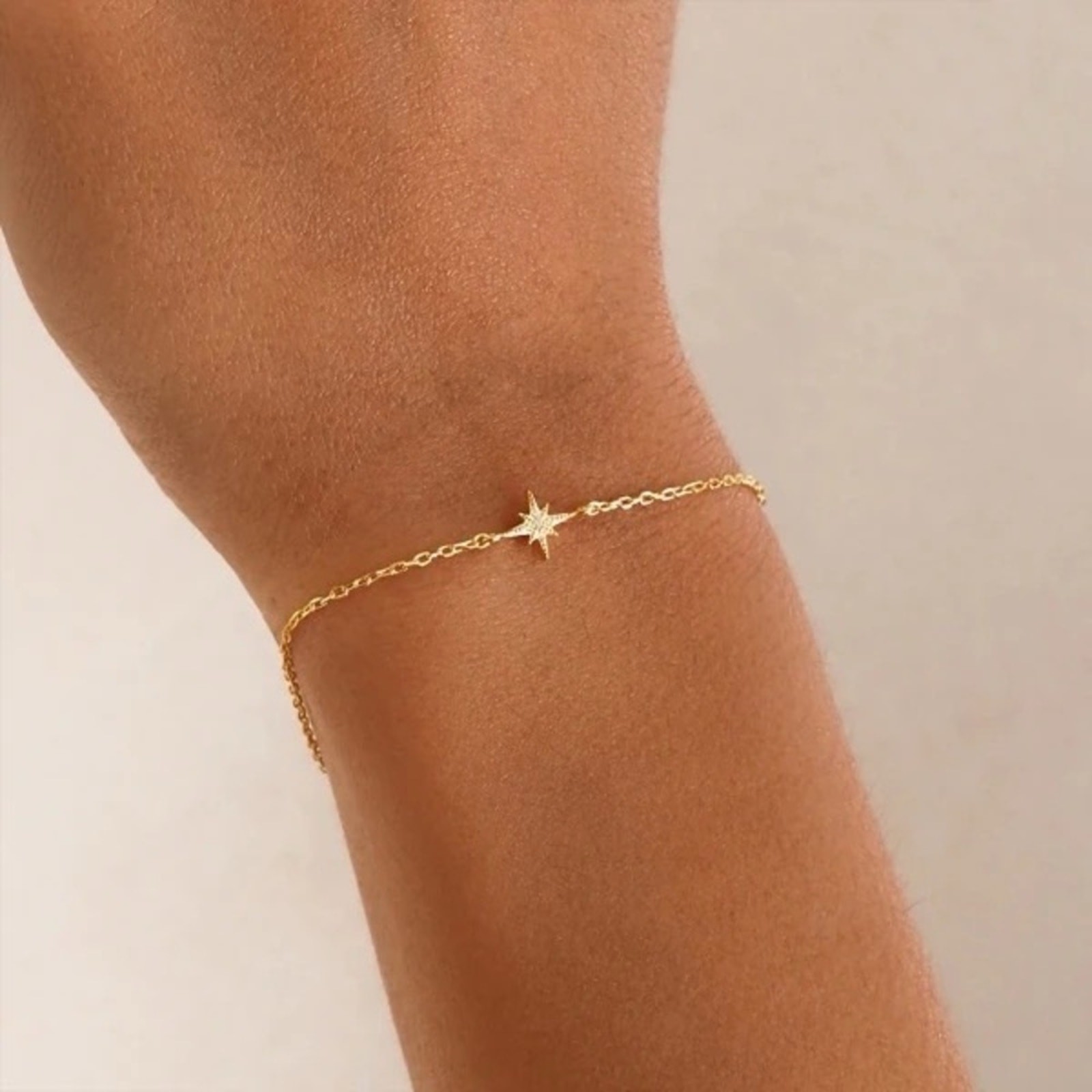 925 Sterling Silver North Star Bracelet, 14K Gold Celestial Bracelet,