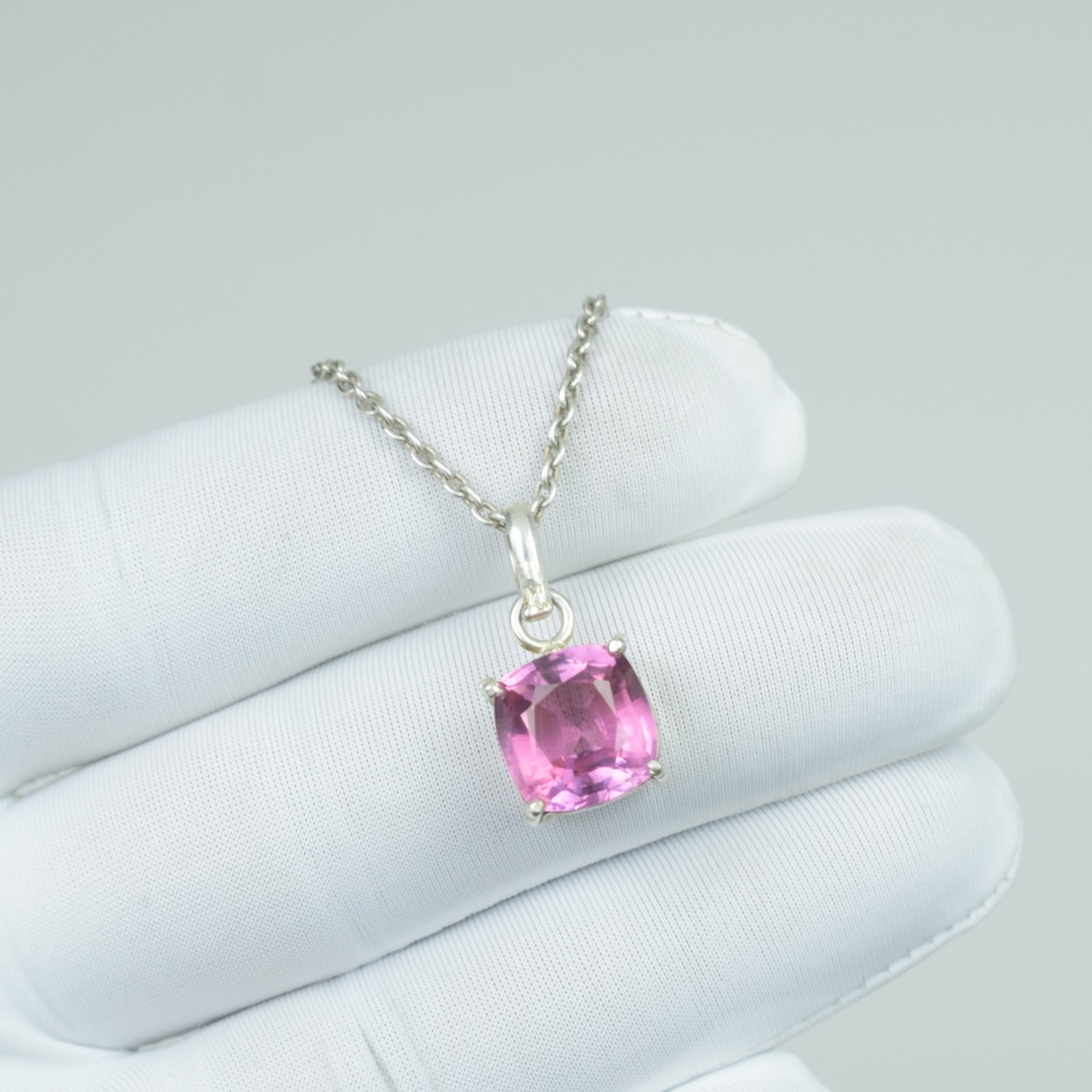 Pink Kunzite Necklace Jewelry, Minimalist Gift Pendant, 16Ct 925 Sterling Silver