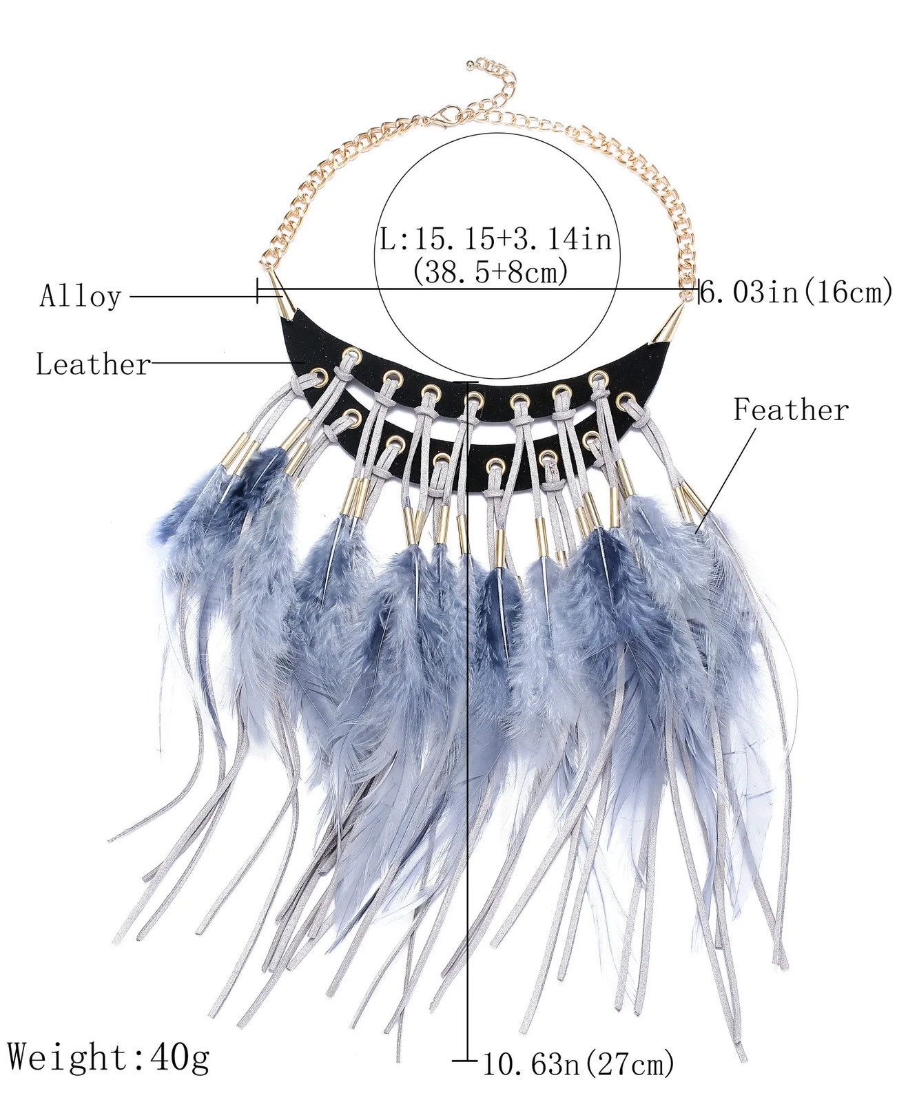 Feather Pendant Necklace Statement Chain Long Collar Necklaces Women Jewelry