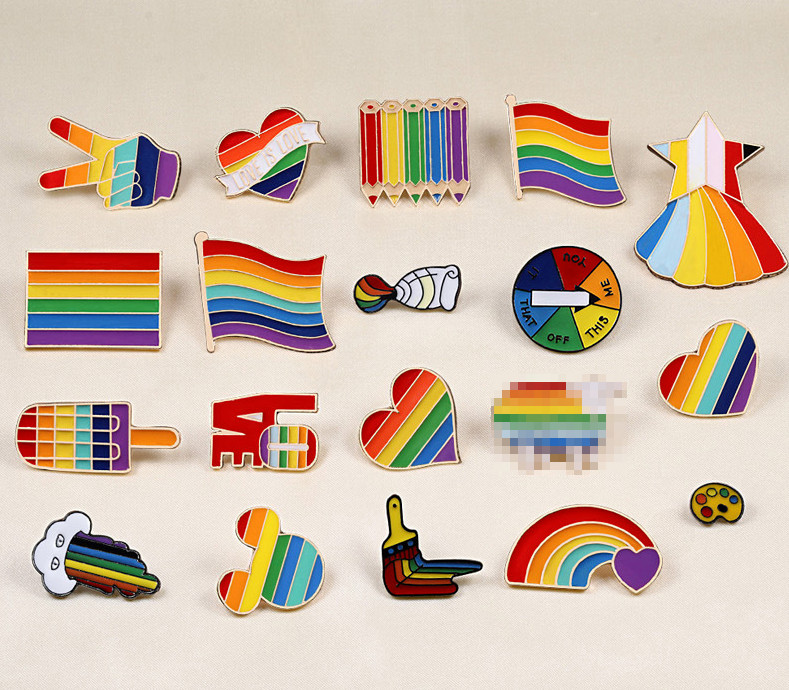 Brooch Gay Lesbian Bisexual Transgender LGBTQ Pride Rainbow Flag Metal Badge Pin