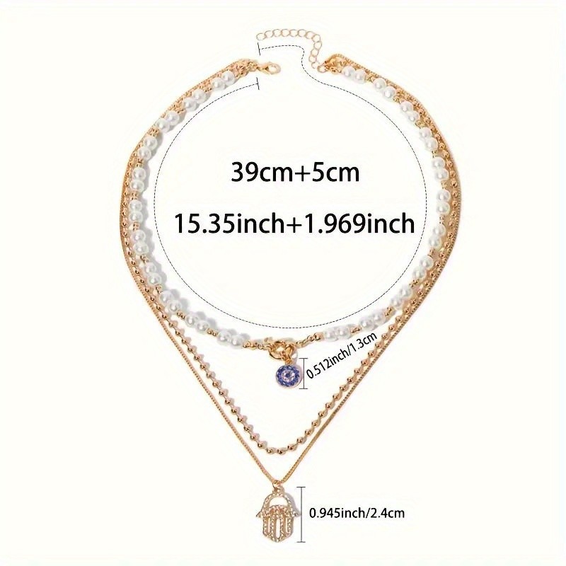 Elegant Layered Imitation Pearl Necklace for Women Rhinestone Alloy Jewelry Gift