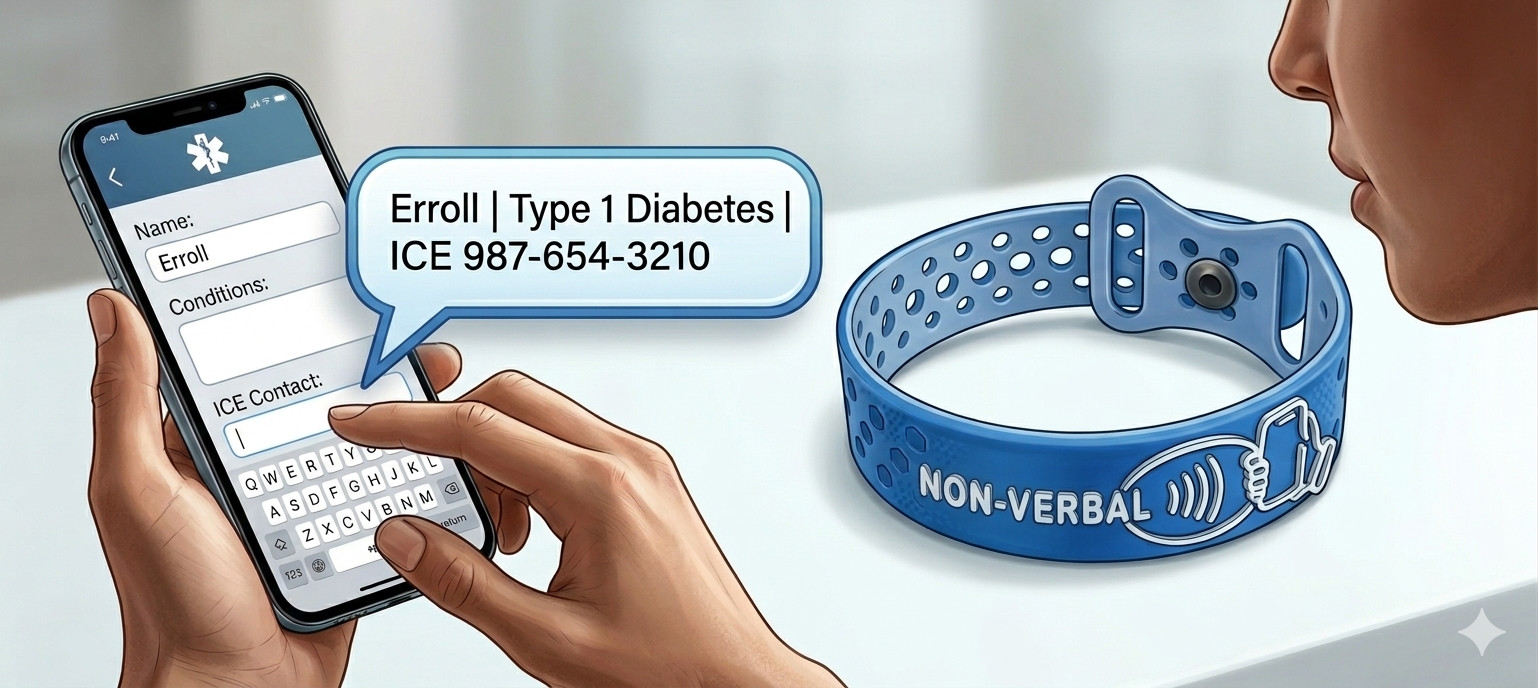 NFC-Enabled Non-Verbal Support Bracelet for Kids & Adults – Durable TPU 2-Pack