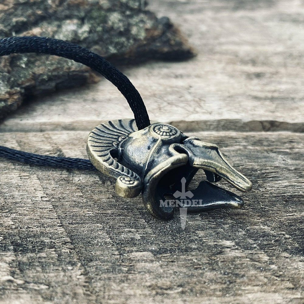 MENDEL Cool Mens Copper Ancient Roman Spartan Helmet Pendant Necklace For Men