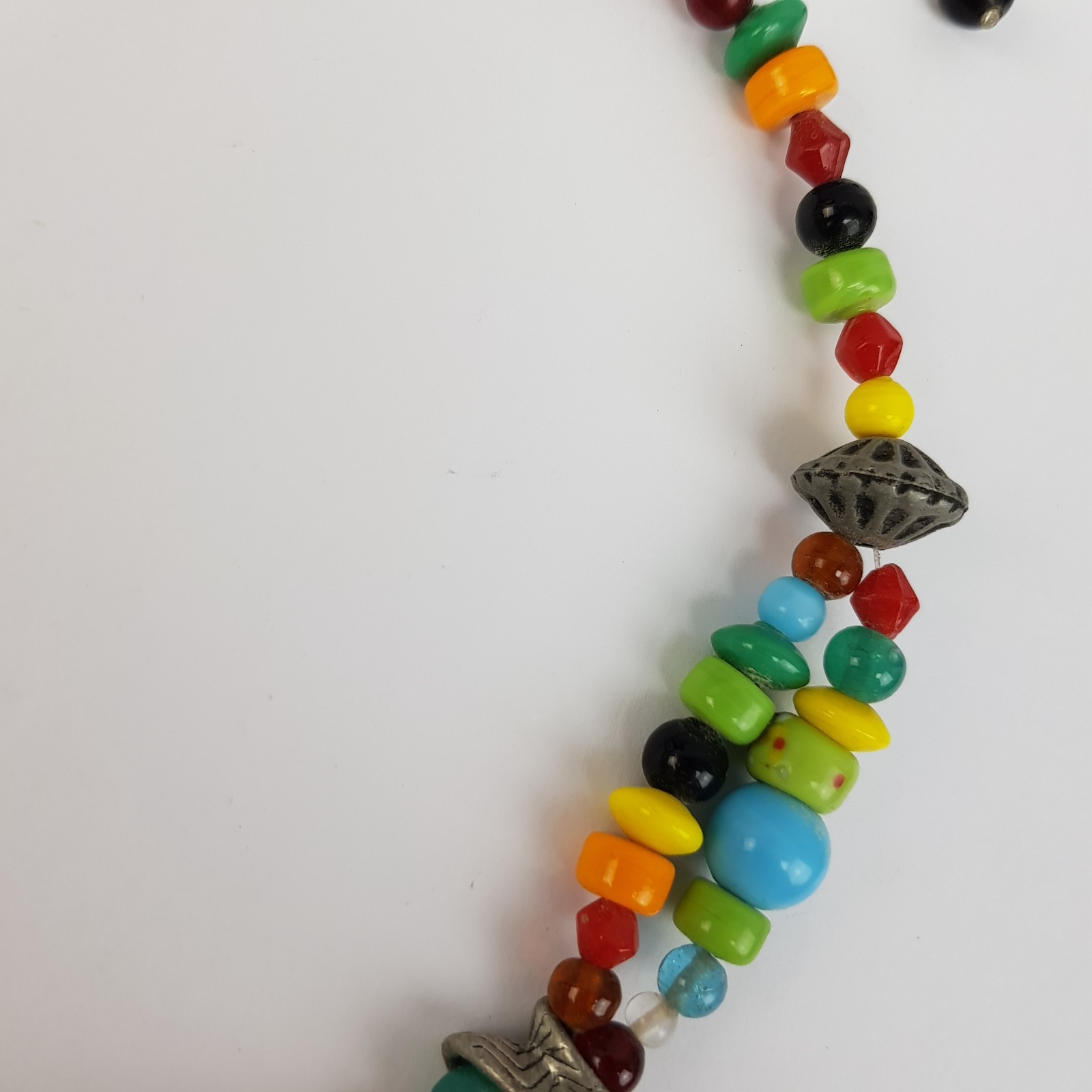 Multicoloured Rainbow Glass Bead Necklace Multistrand Statement 39cm – 45cm