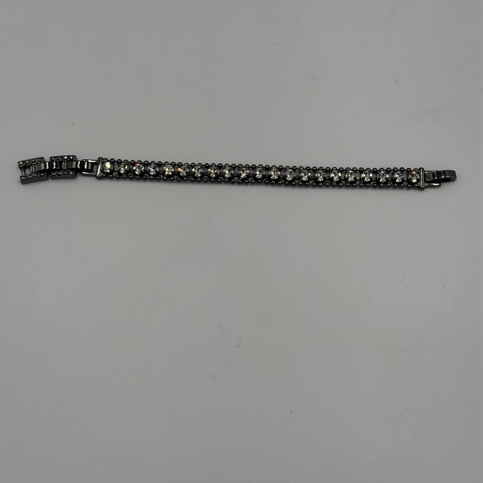 Stella and Dot Silver Tone Clear Round Crystal Tennis Bracelet