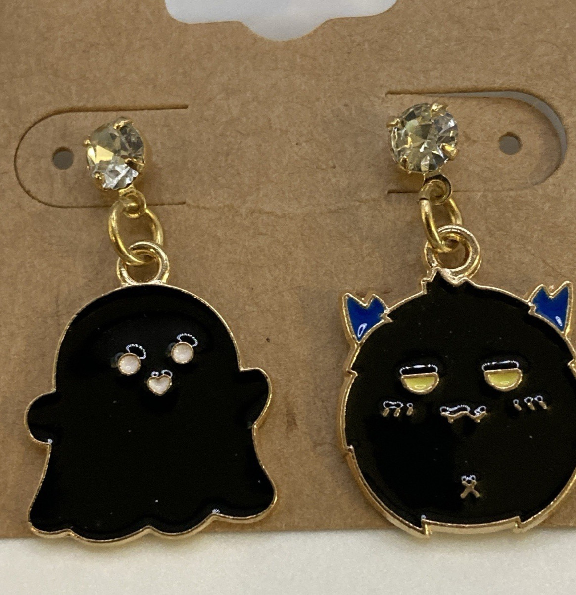White & Black GP & Enamel Variety Ghost & Bat Dangle/Drop Earrings, Set 3 Pair