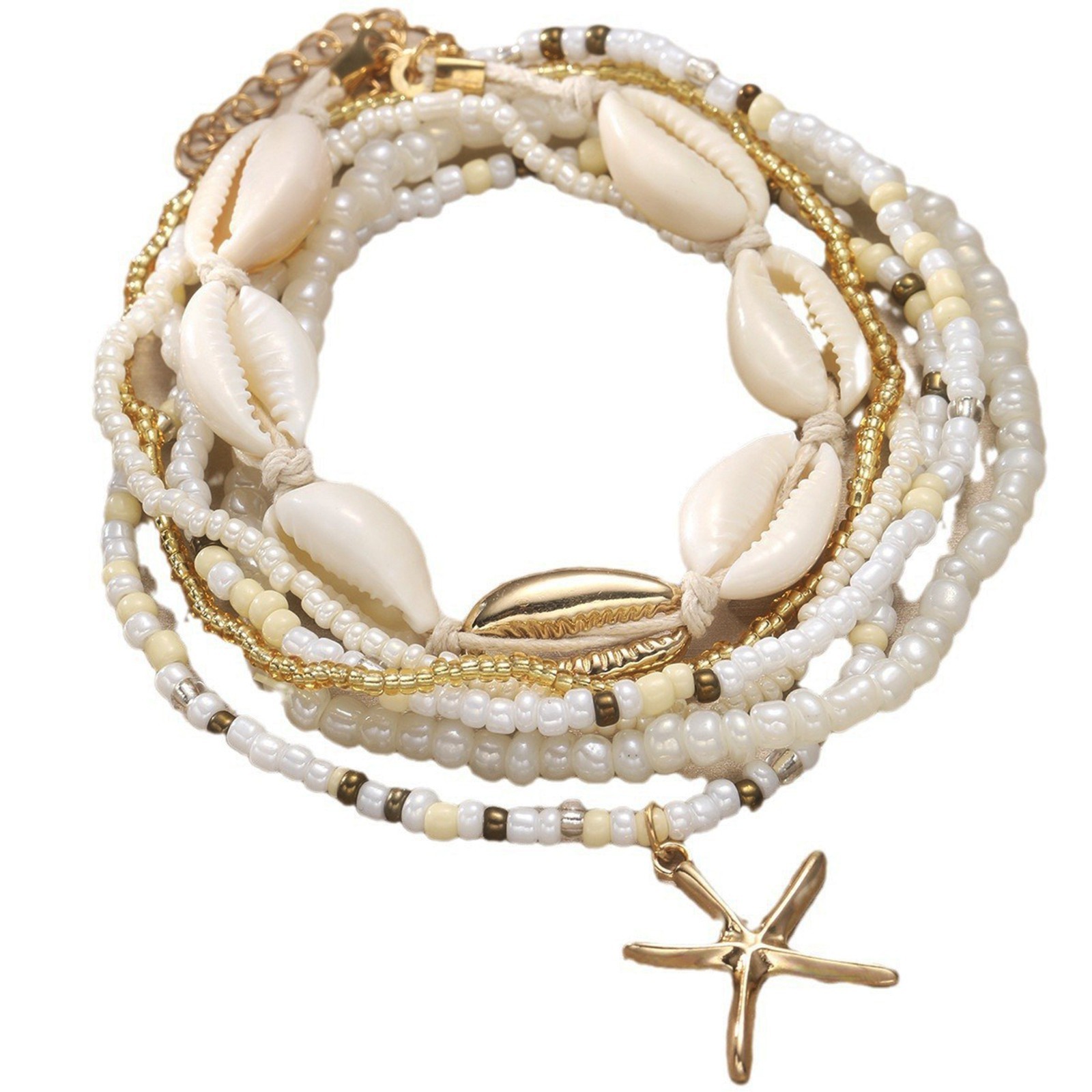 Beaded Shell & Starfish Anklets for Women – Cute Ankle Bracelet Set