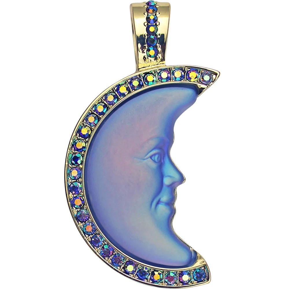 Kirks Folly Glass Seaview Moon Shadow Foldover Pendant goldtone / tanzanite ab