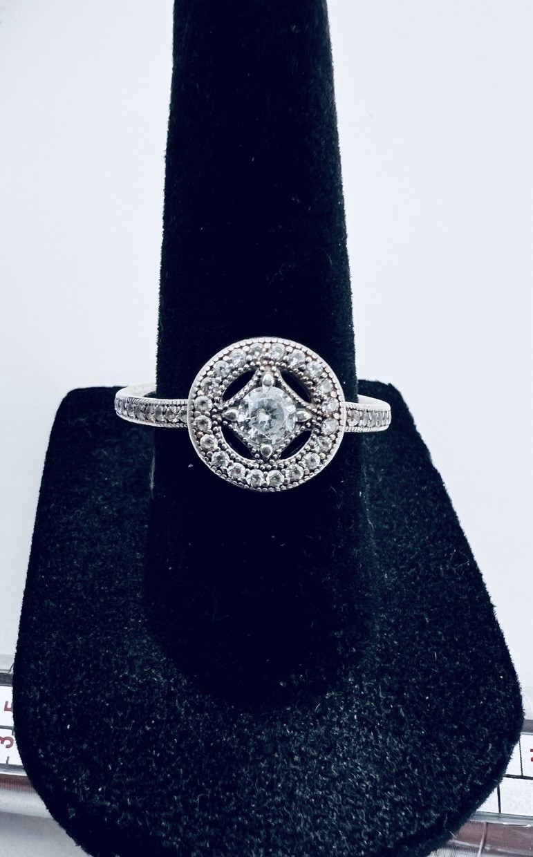 Retired Pandora Allure Sterling Silver CZ Ring Size 56 US 6.75