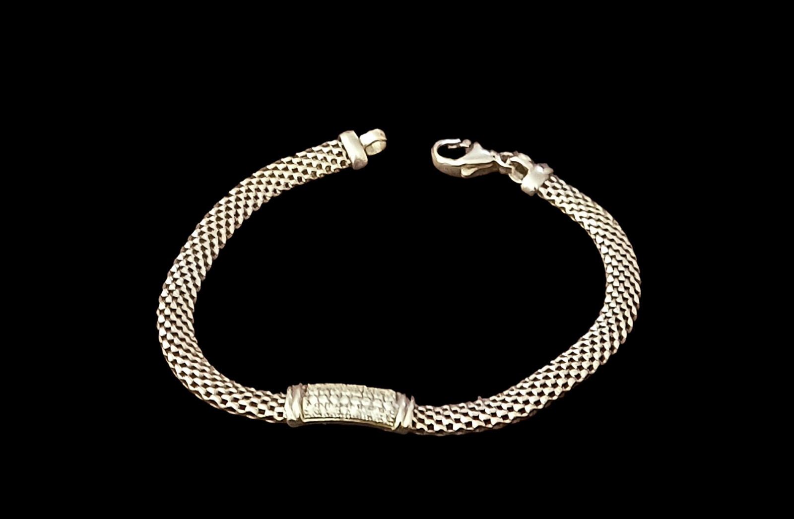 Tilo Jewelry 925 Sterling Silver Italian Bar Bracelet White CZ Embellishment 7.5
