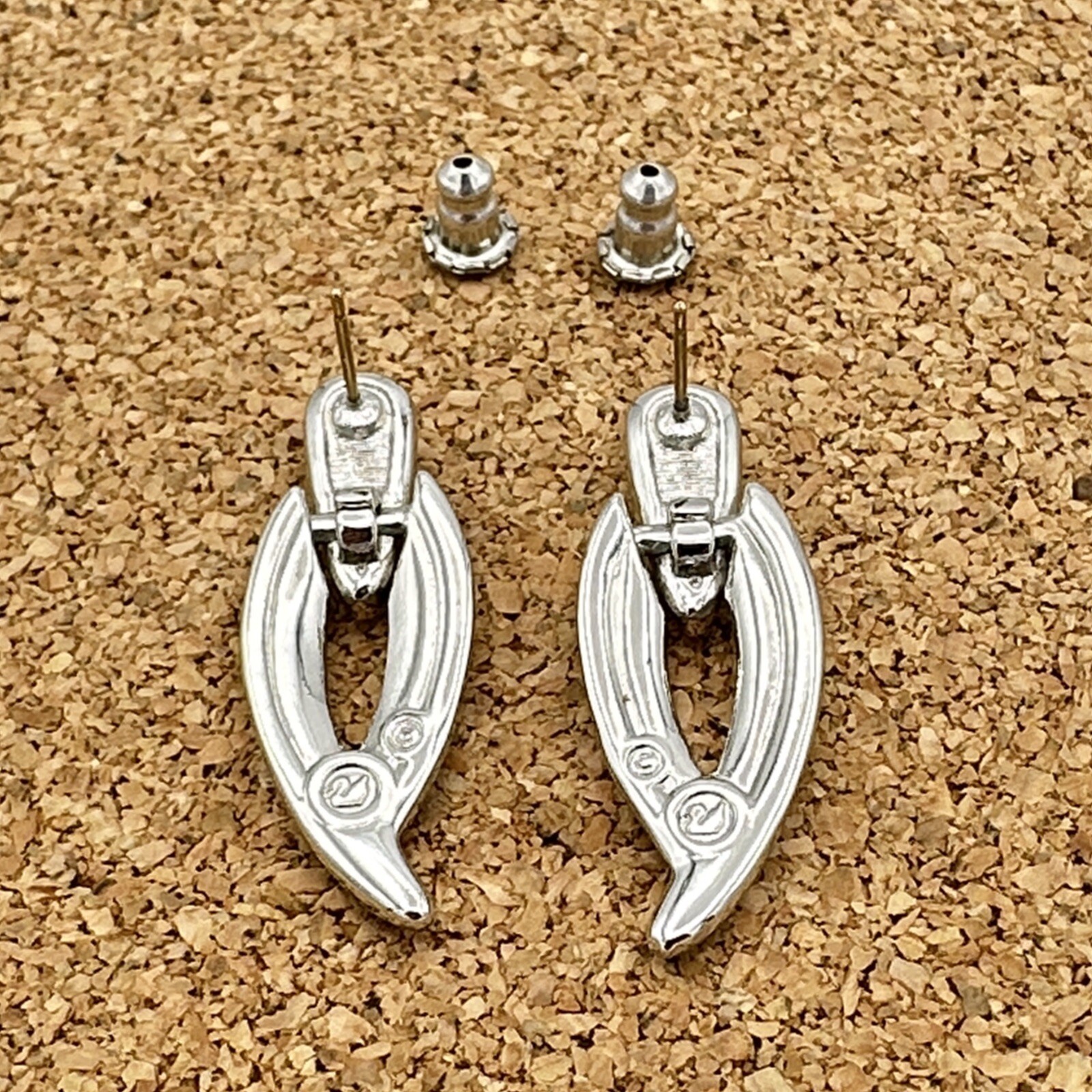 SWAROVSKI door knocker earrings – swan-signed silver-tone clear crystal pavé