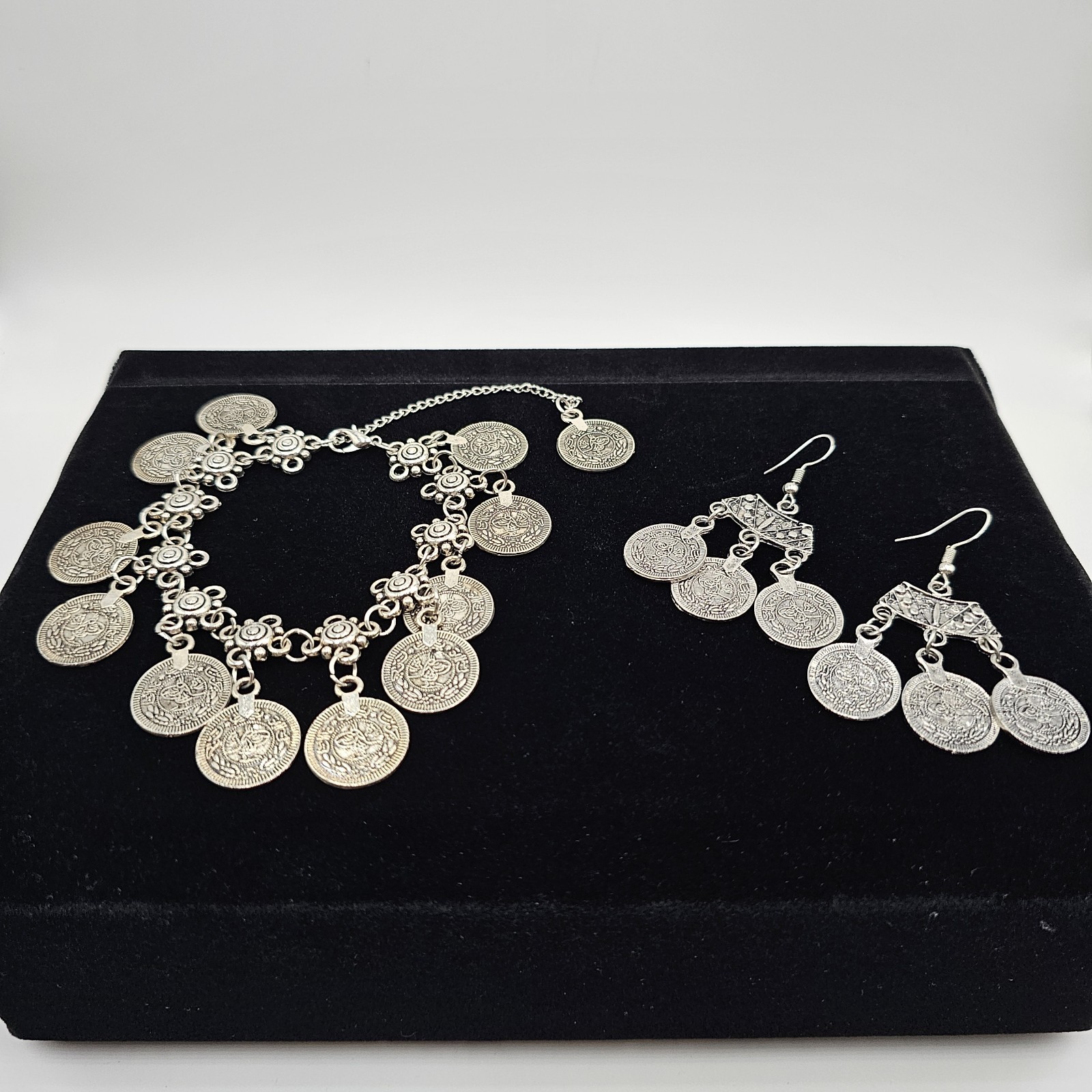 Anklet Silver Bead Chain & Earrings Barefoot Sandal Beach Foot Jewelry