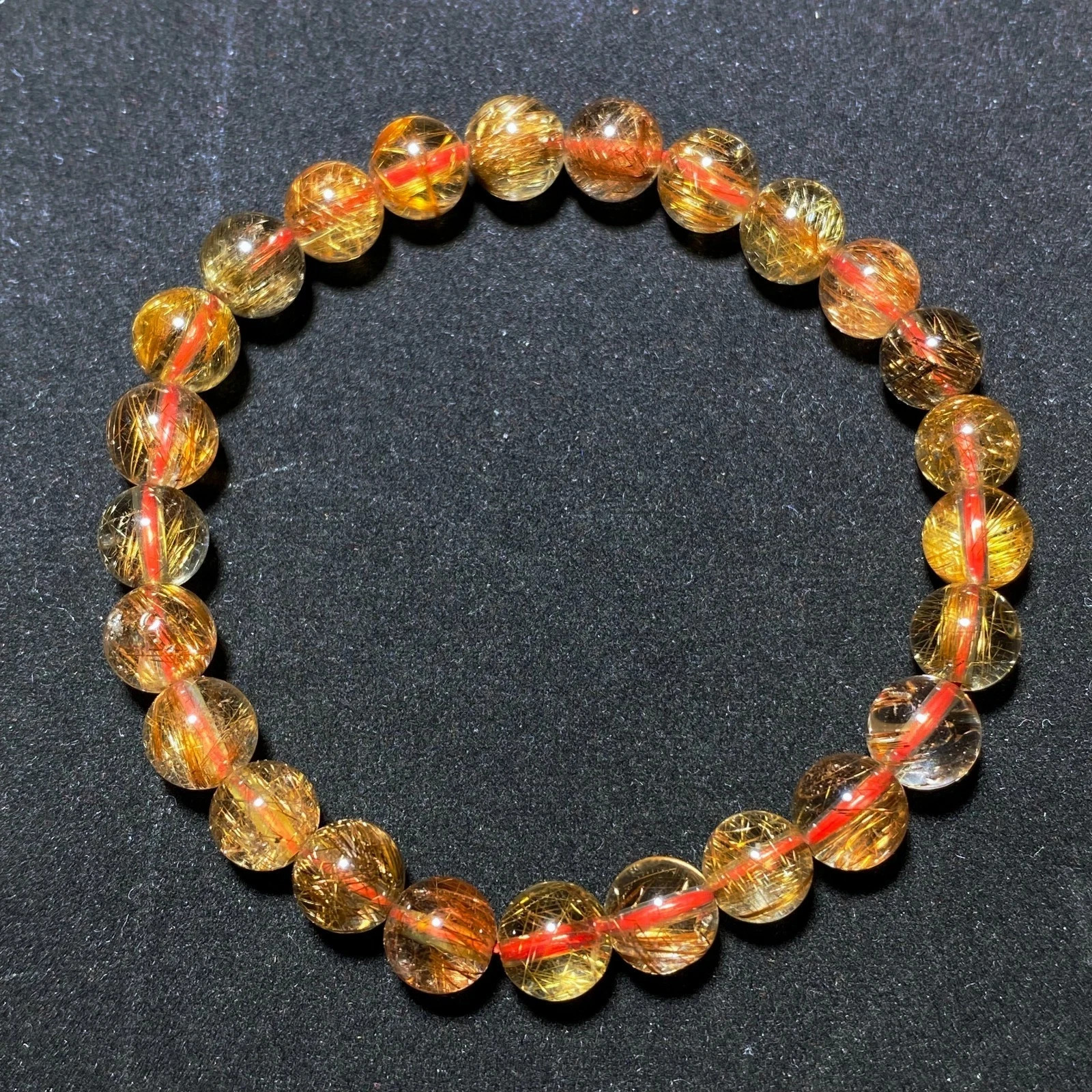 7.8mm Natural Red Copper Quartz Crystal Beads Bracelet C1795