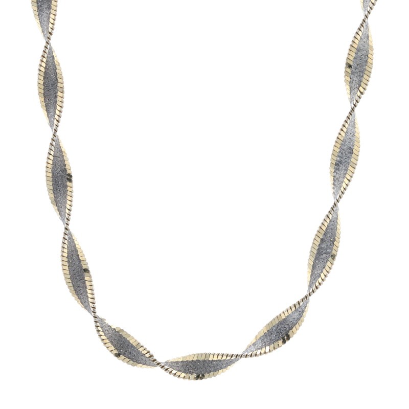 Sterling Fancy Twisted Herringbone Chain Necklace 17 3/4″ – 925 Gold Plated
