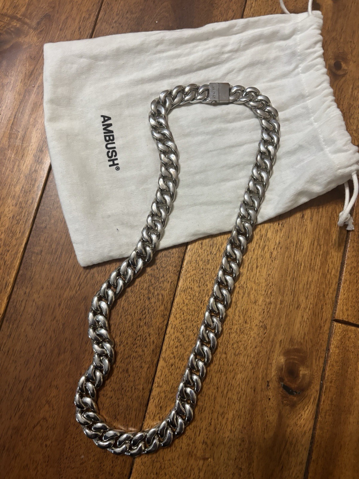 AMBUSH Curb Necklace Wide Silvertone Necklace $1400