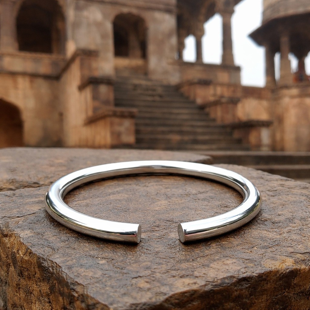Thick Heavy Sterling Silver Ankle bangle, 925 Silver Plain Adjustable Bangle | H