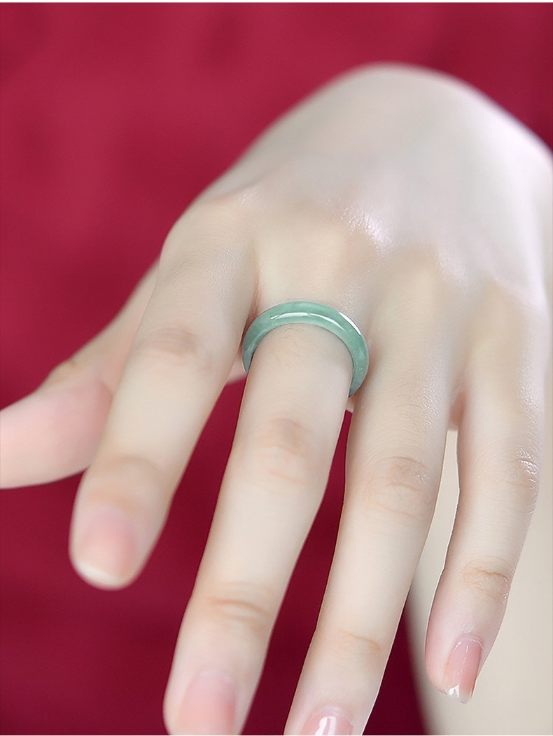Natural A Grade Old Pit Ice Blue Water Jade Ring Couple Band with Certificate