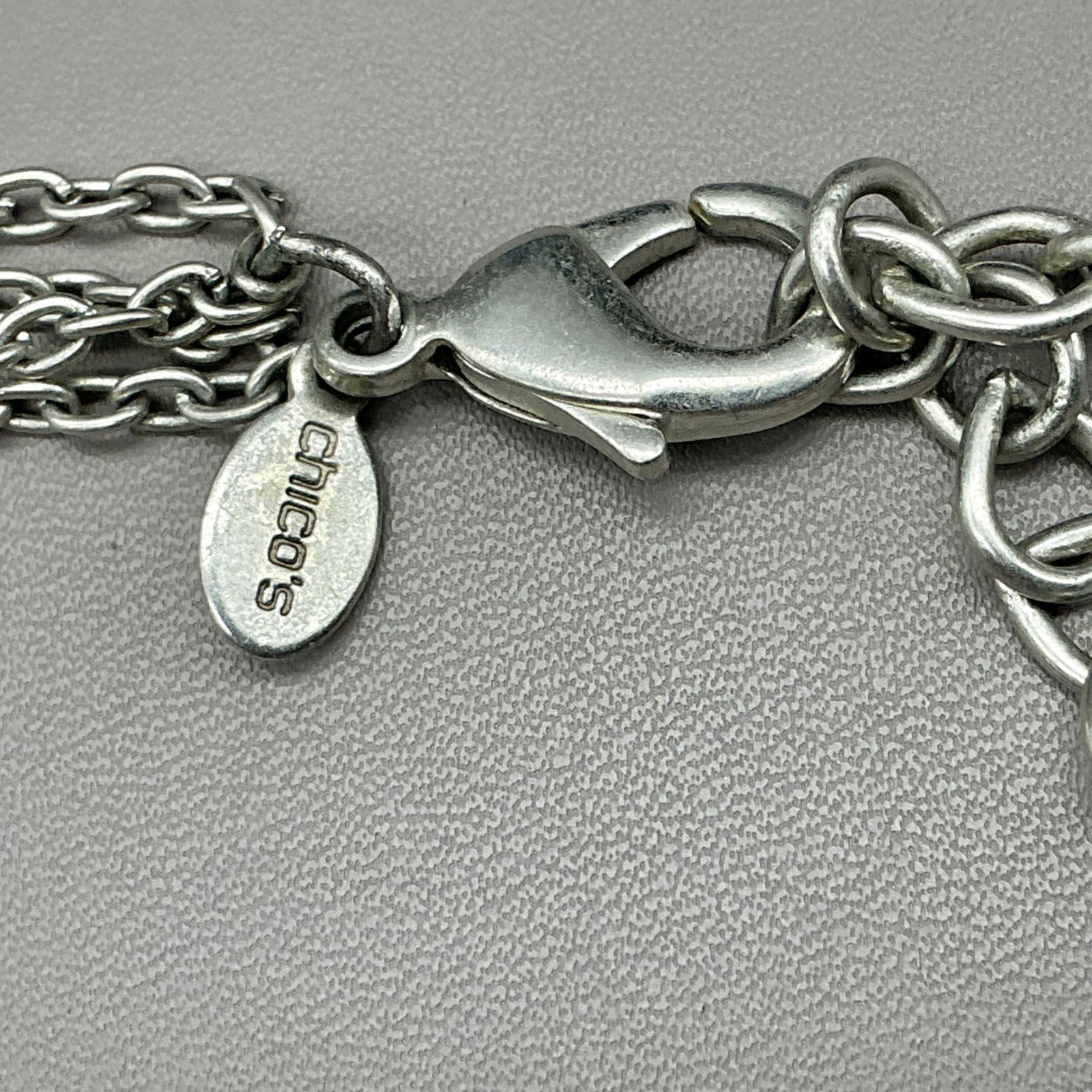 Chico’s Necklace Multi Strand Silver Tone Beaded Layered Statement Adjustable