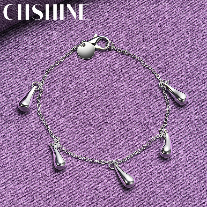 CHSHINE 925 Sterling Silver Water Drop Pendant Bracelet Fashion Charm Jewelry