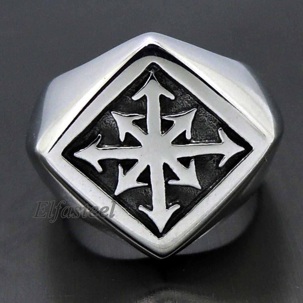 GOTHIC Magic 8 POINTED Chaos Star 316L Stainless Steel Ring