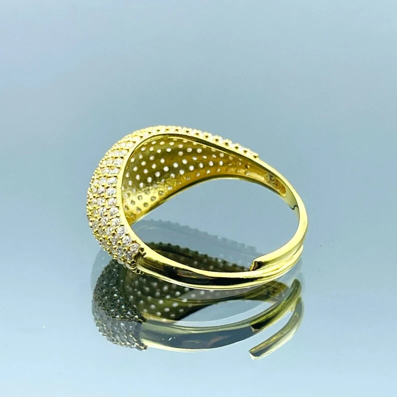 2.50 Ct Round Simulated Diamond Cocktail Adjustable Ring 14k Yellow Gold Plated