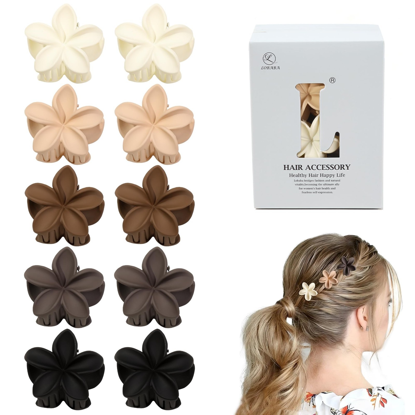 10 Pcs Flower Hair Claw Clips for Women – Small Hawaiianl Plumeria Hair Clips…