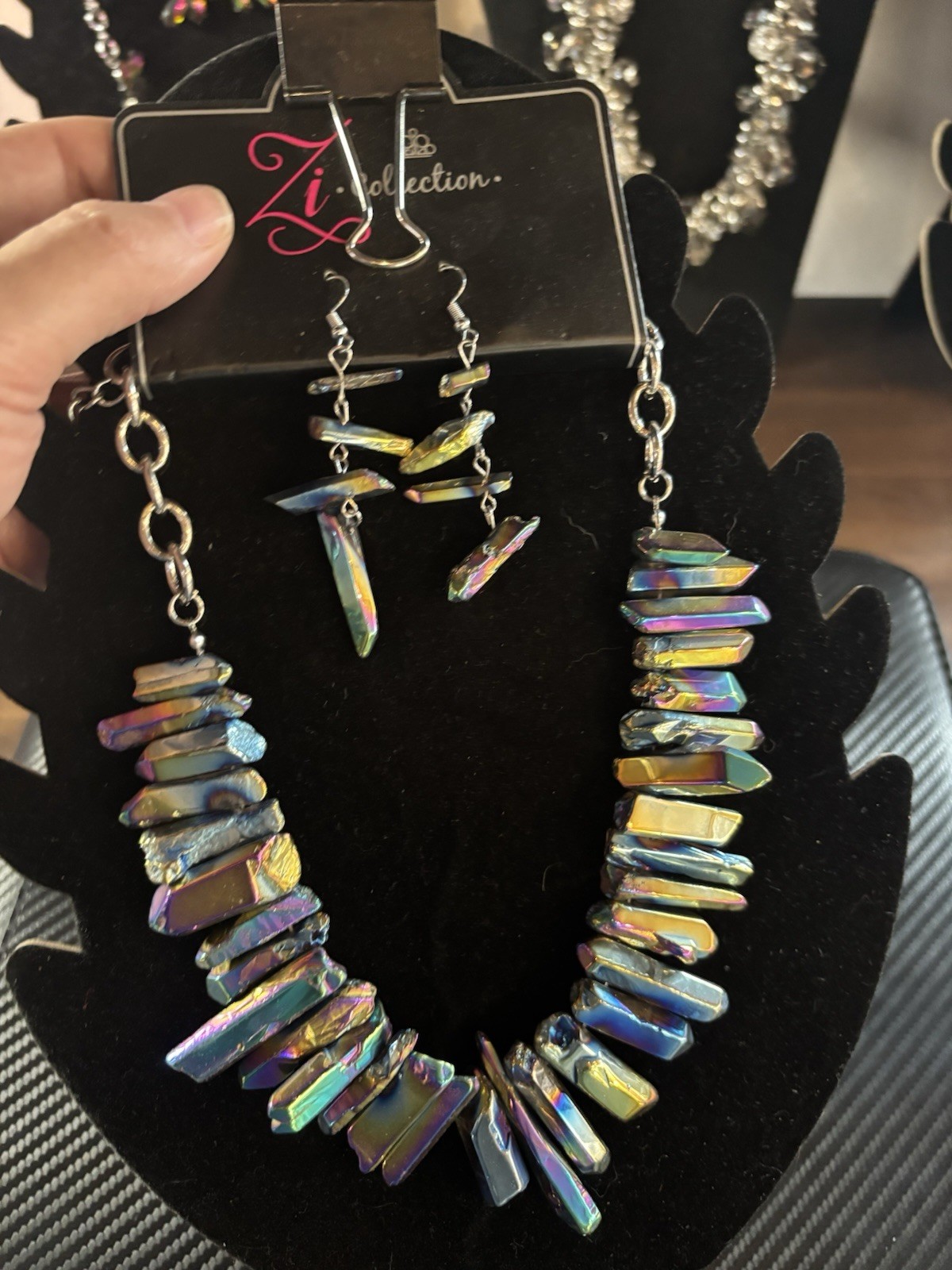 Paparazzi Stunning Shine Oil Spill Stone Necklace & Earrings Zpeice New