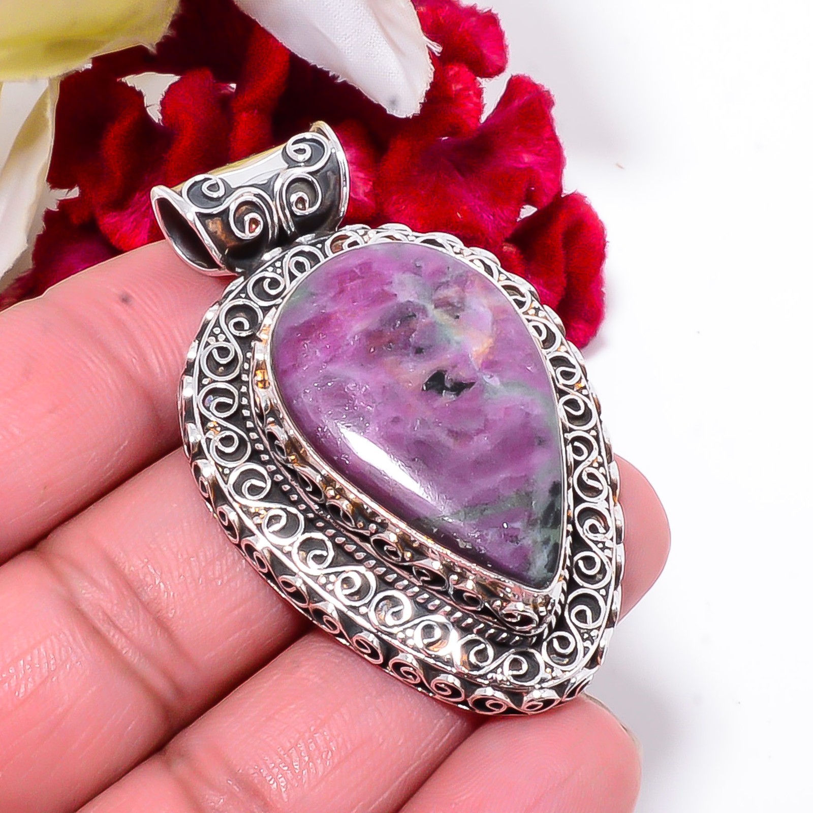 Ruby With Zoisite Fine Art 925 Sterling Silver Pendant 2.15 Sk6, Christmas Gift