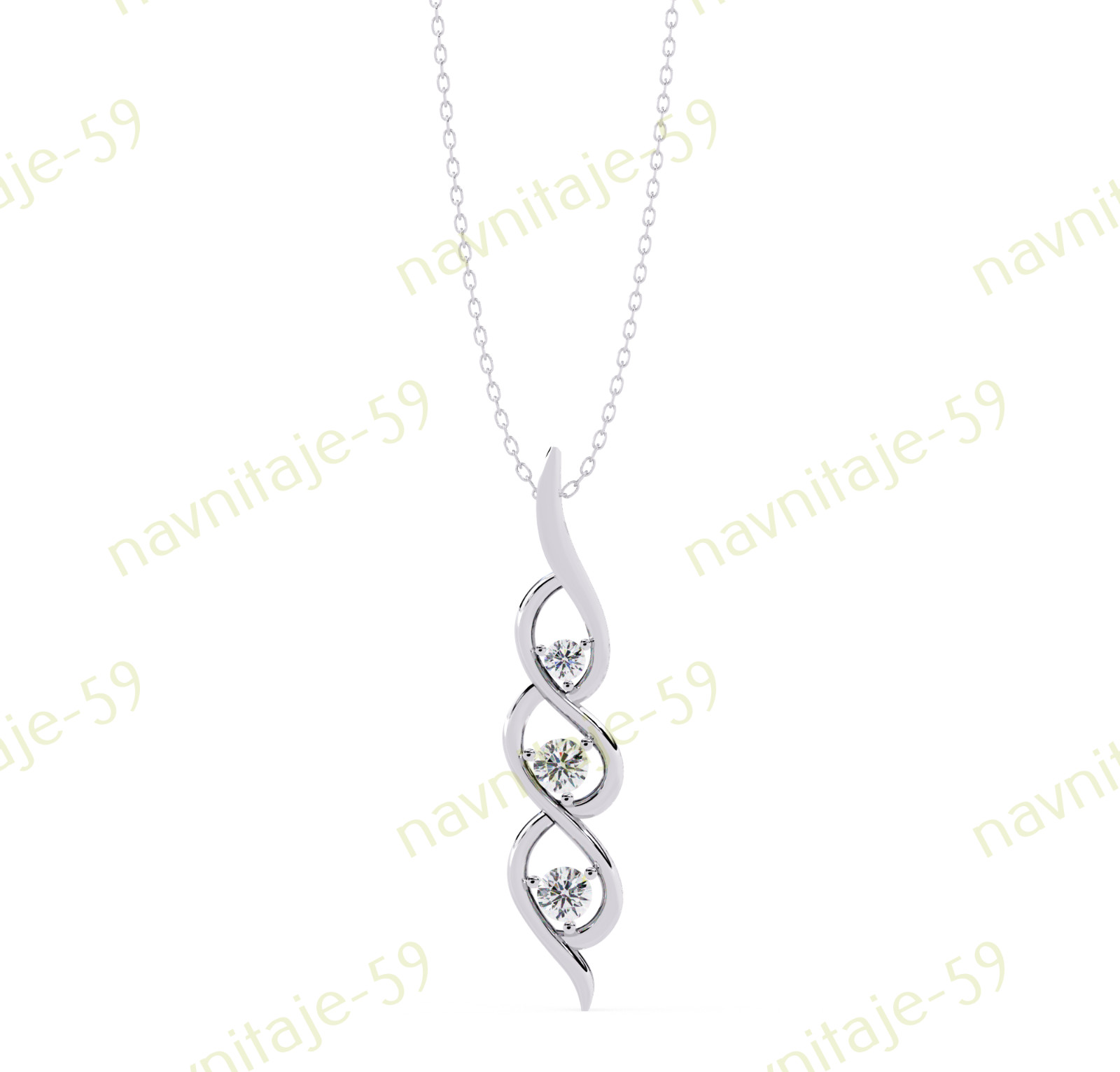 Pretty Charm Pendant Necklace 18″ Simulated Diamond 14K White Gold Plated Silver