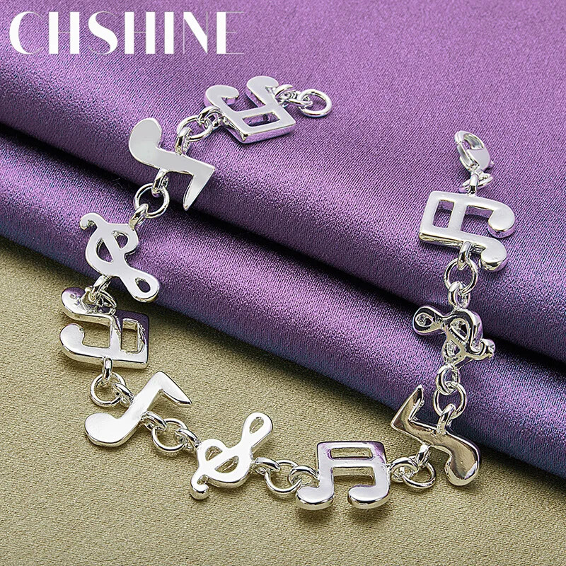 CHSHINE 925 Sterling Silver Musical Note Chain Bracelet For Women Charm Jewelry